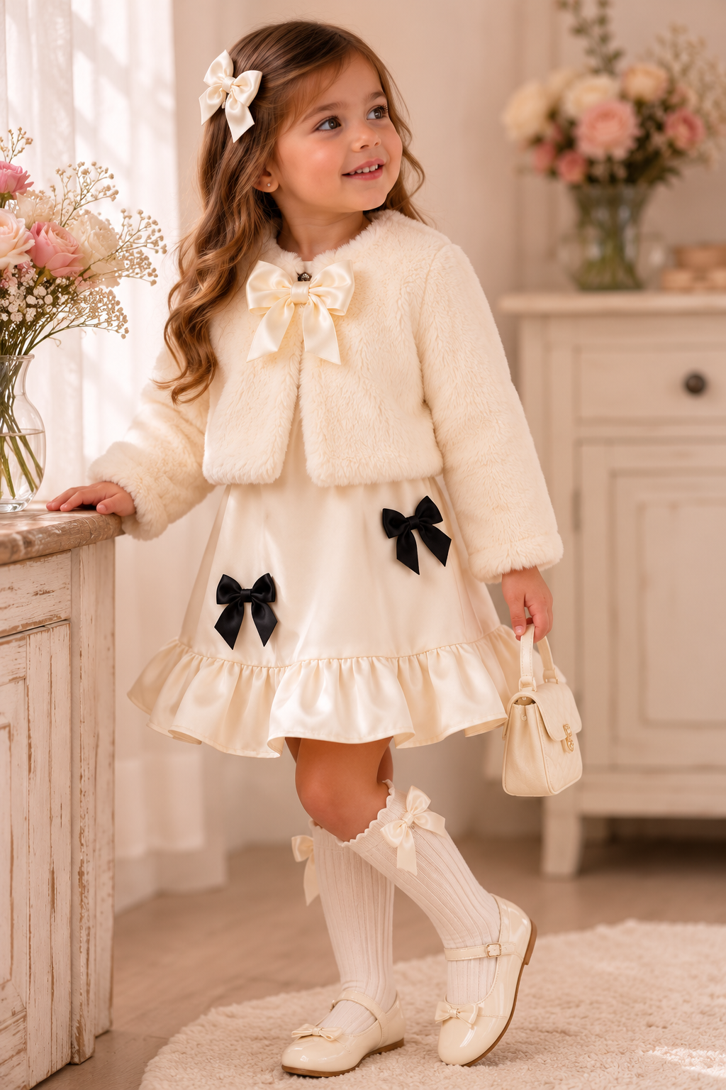 Chaleco piel crema coquette