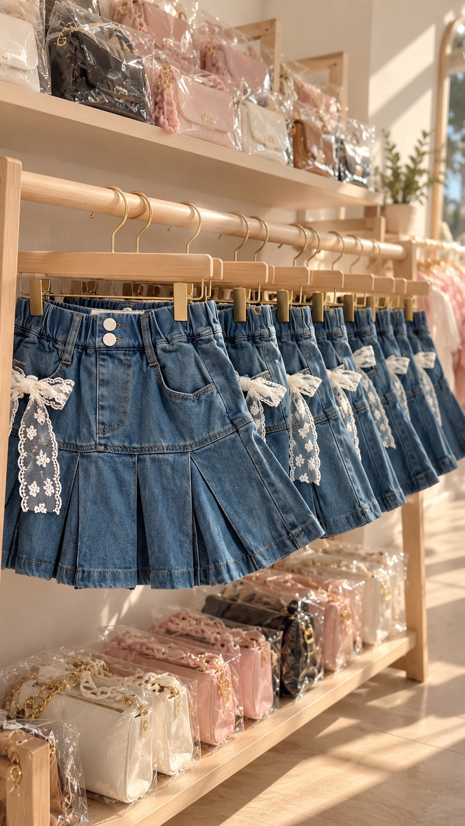 Falda short flare mezclilla niña