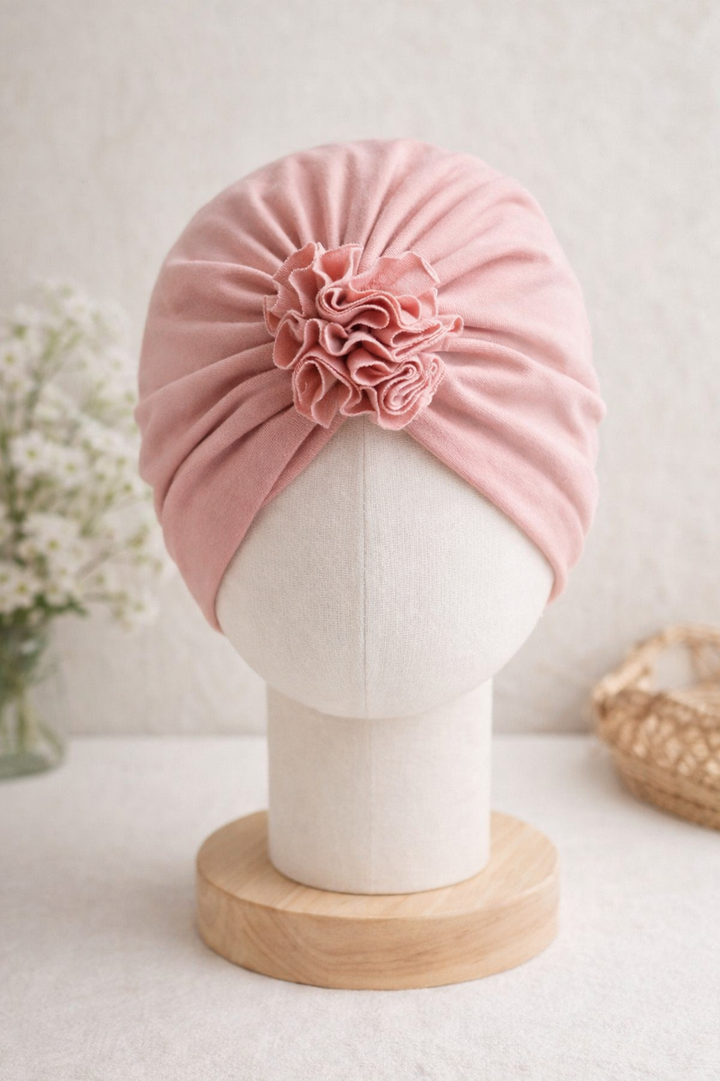 Turbante rosa baby algodón