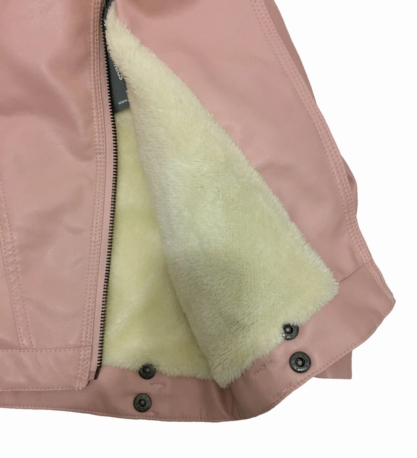 Chaqueta de cuero rosada