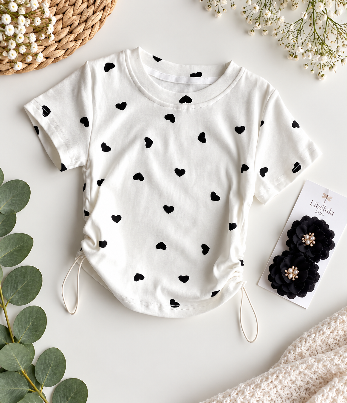 Polera corazones algodón