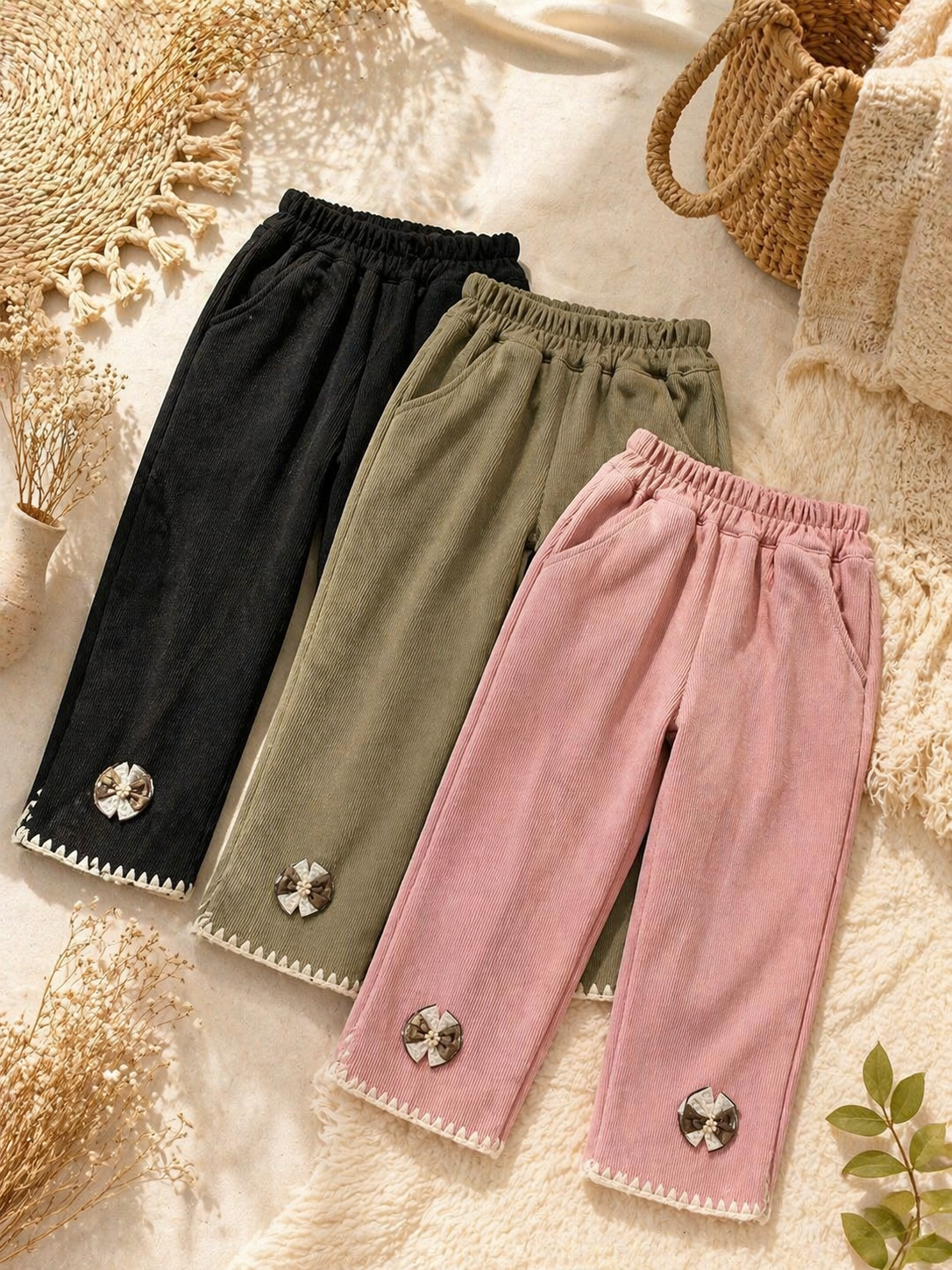 Pantalón térmico flare otoño bordado