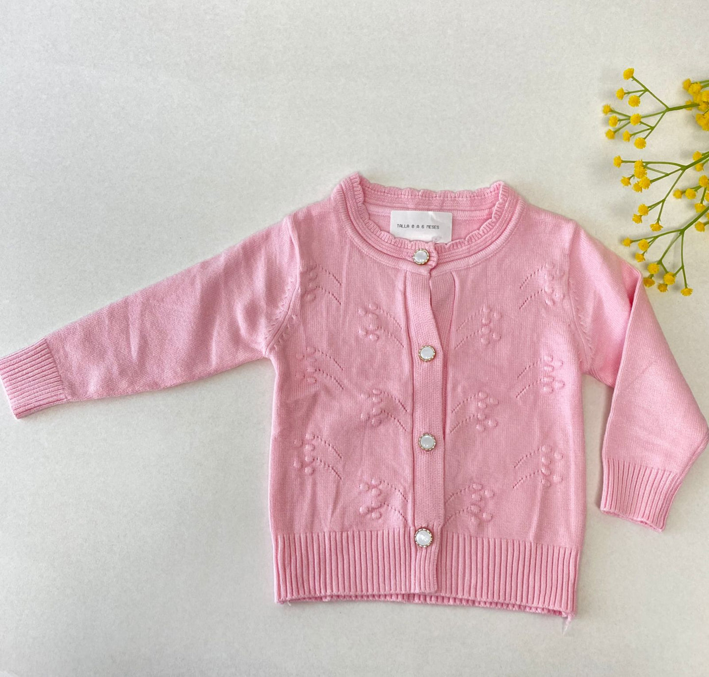 Chaleco Botones blanco y rosado