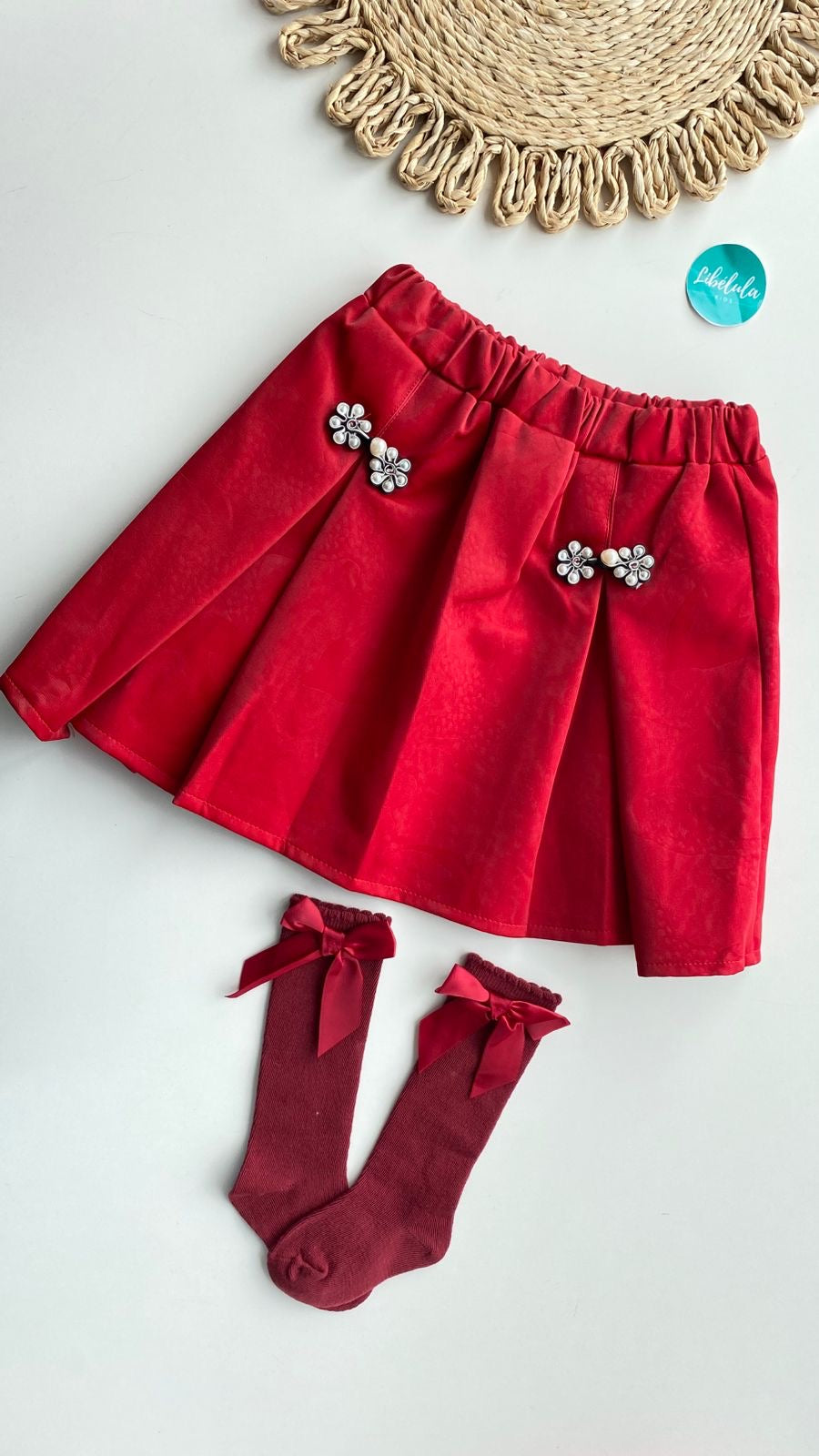 Falda eco cuero plisada