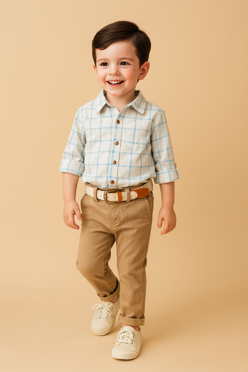 Conjunto niño cuadros celeste