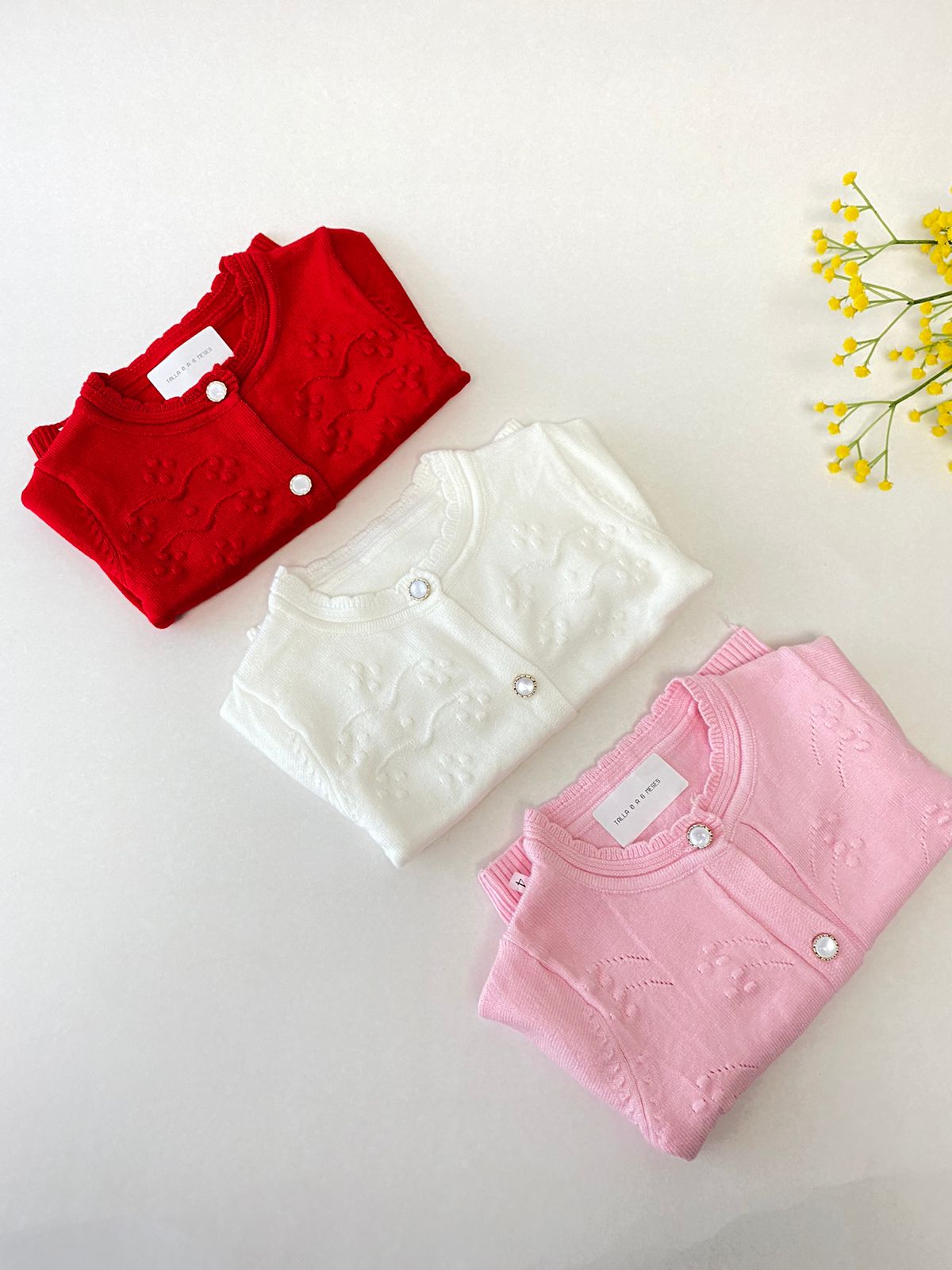 Chaleco Botones blanco y rosado