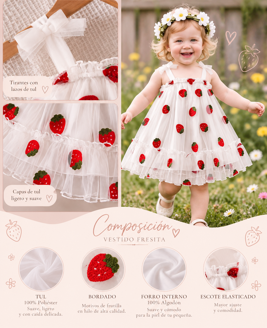 Vestido Rosie frutillas primaveral