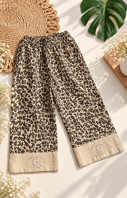Jeans palazzo animal print niña