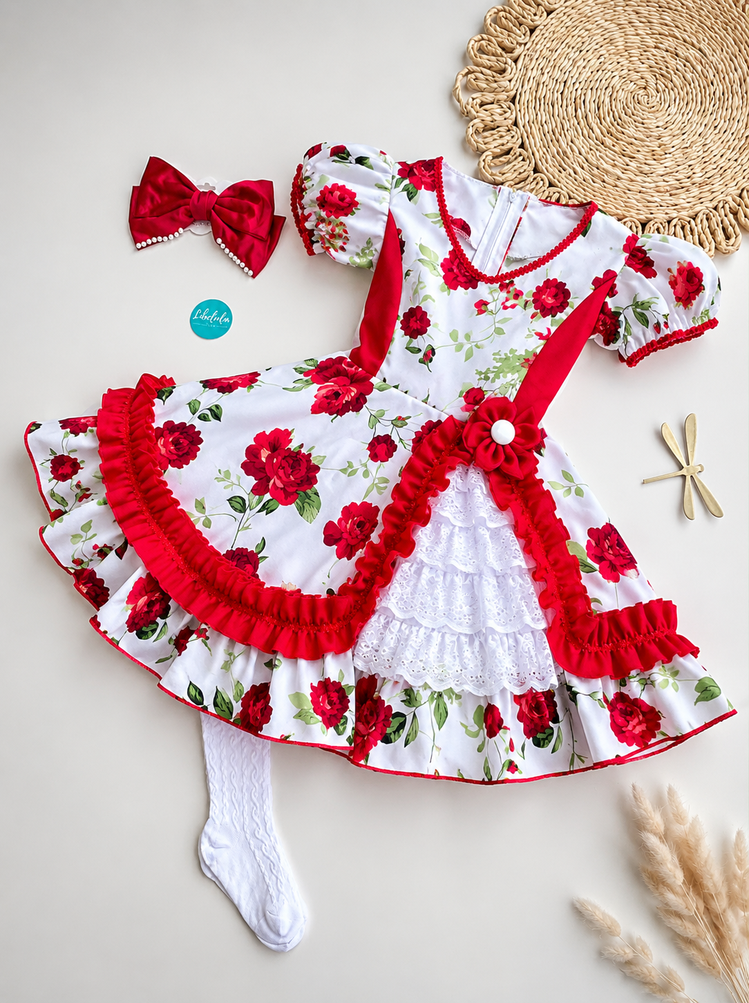 Vestido Huasita rojo con blanco