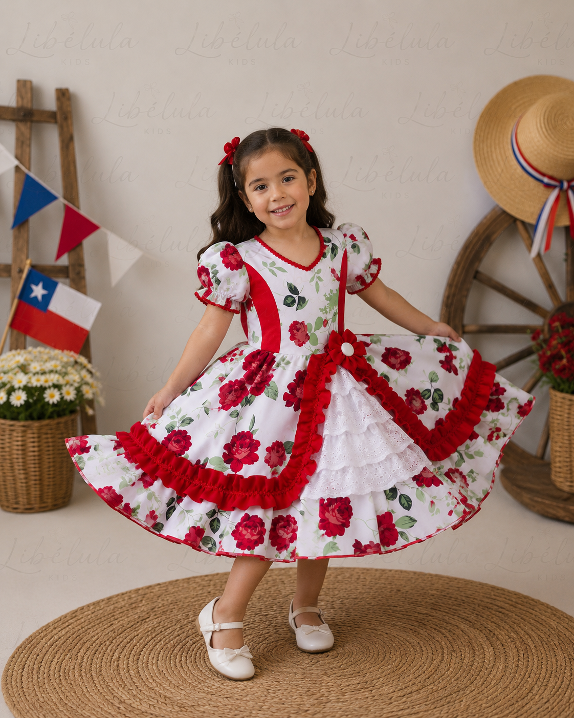 Vestido Huasita rojo con blanco