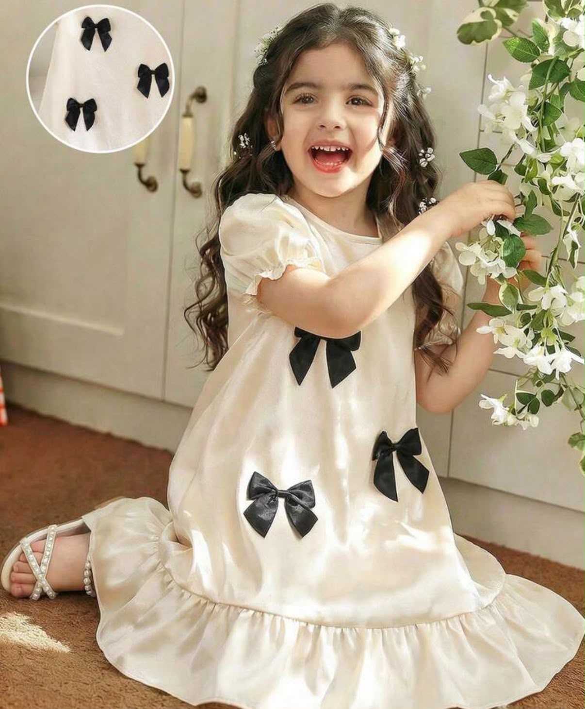 Vestido ameliette satinado con  coquette negro