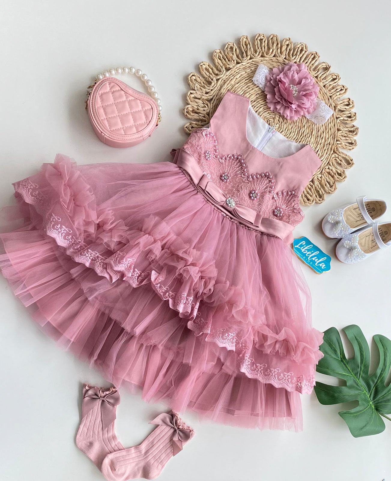 Vestido gala lujo Amelia palo de rosa