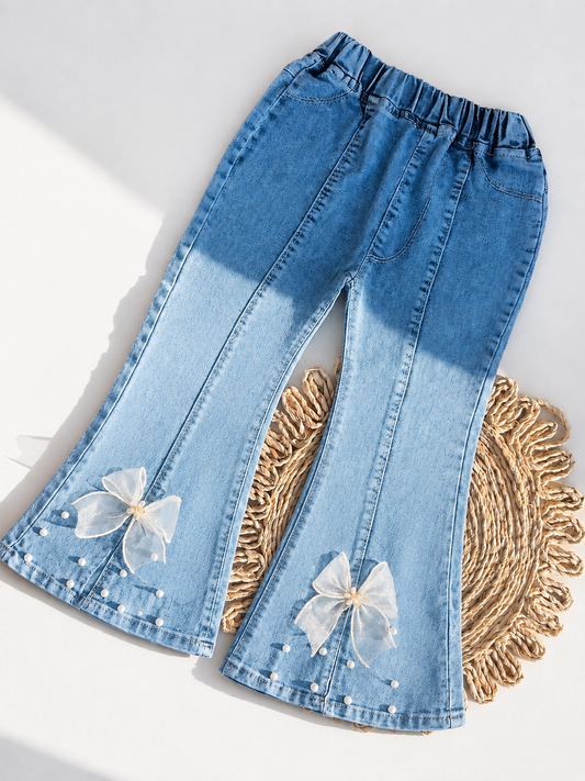 Jeans flare perlas