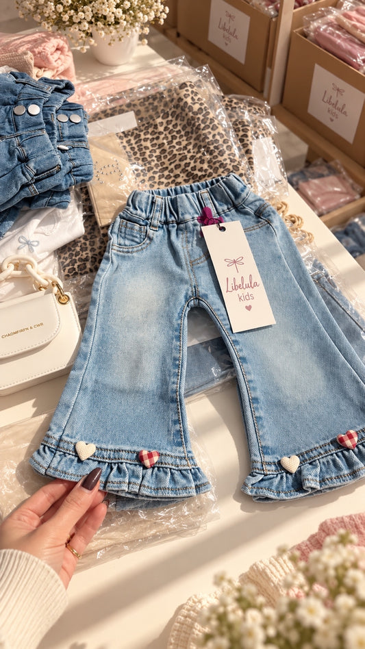 Jeans Flare infantil corazones