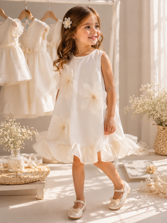 Vestido liss Flor ivory