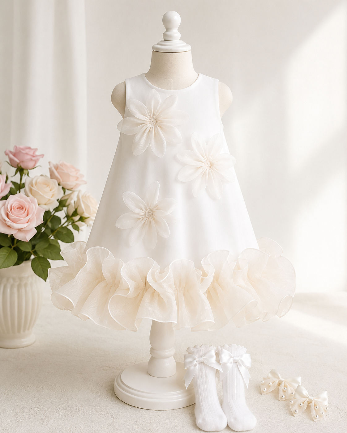 Vestido liss Flor ivory