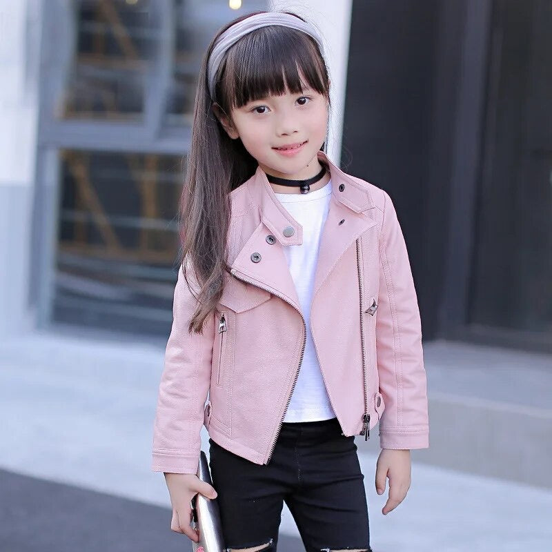 Chaqueta de cuero rosada