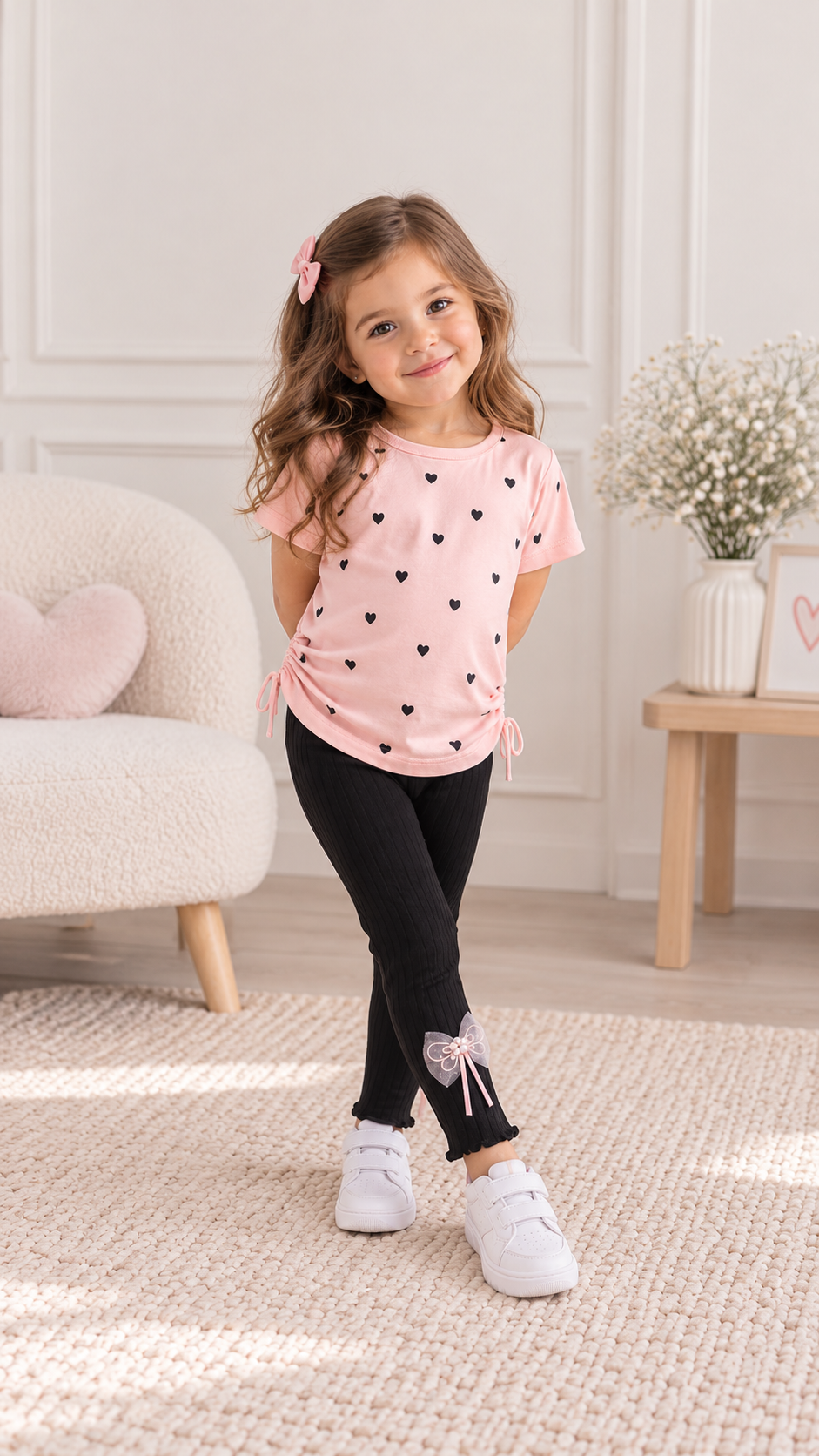 Polera corazones algodón