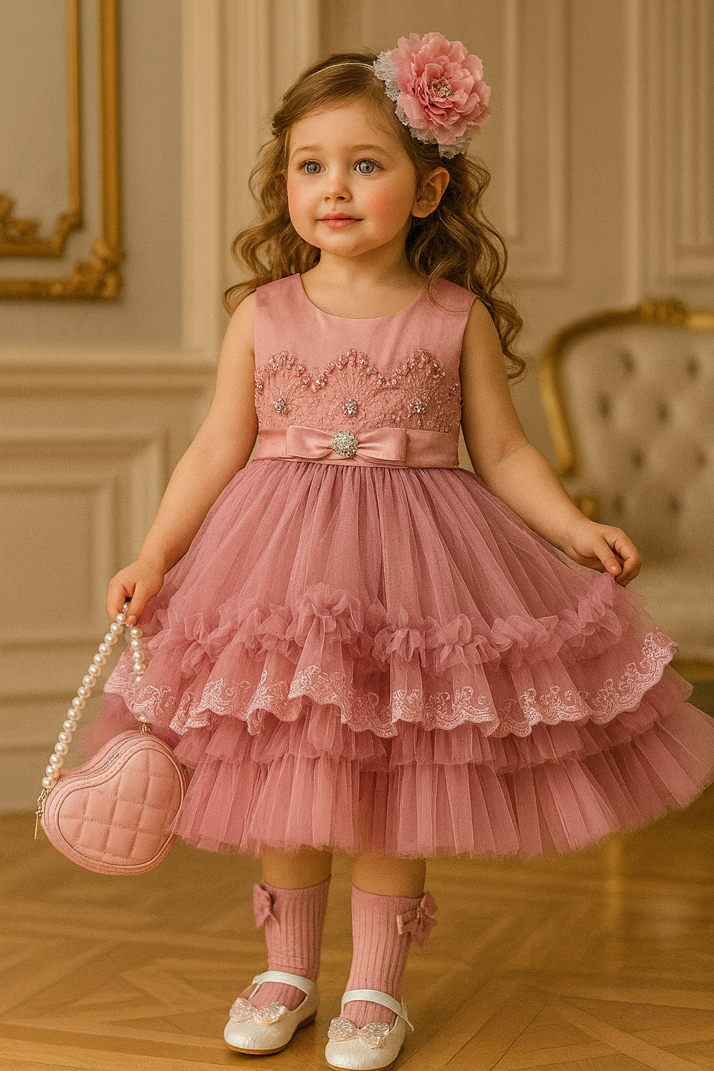 Vestido gala lujo Amelia palo de rosa