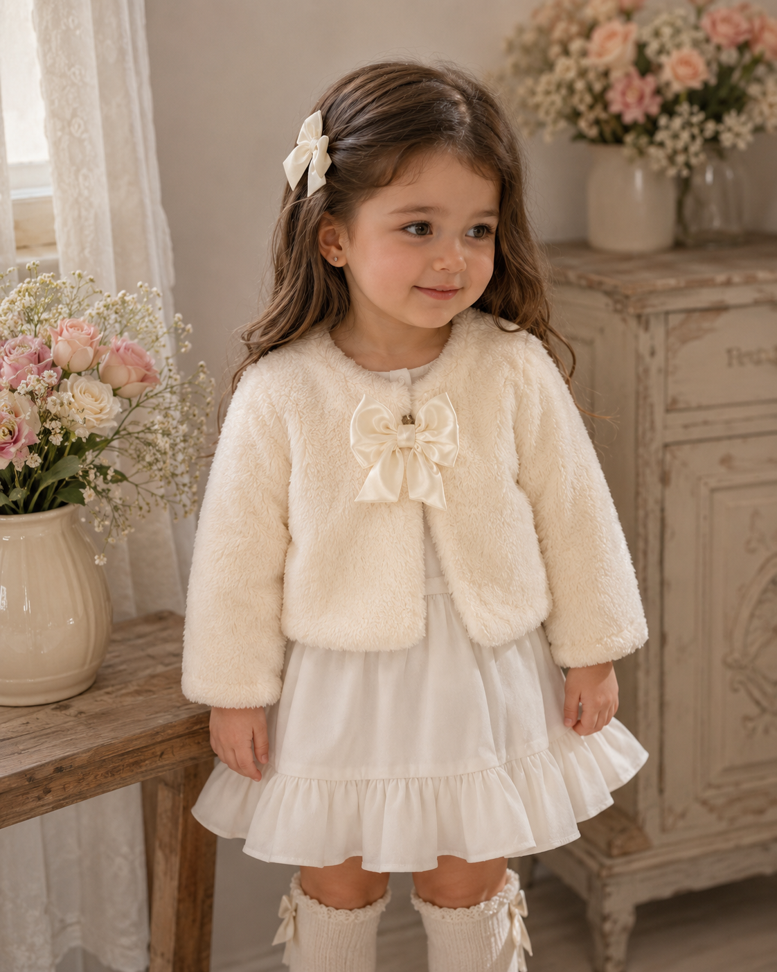 Chaleco piel crema coquette