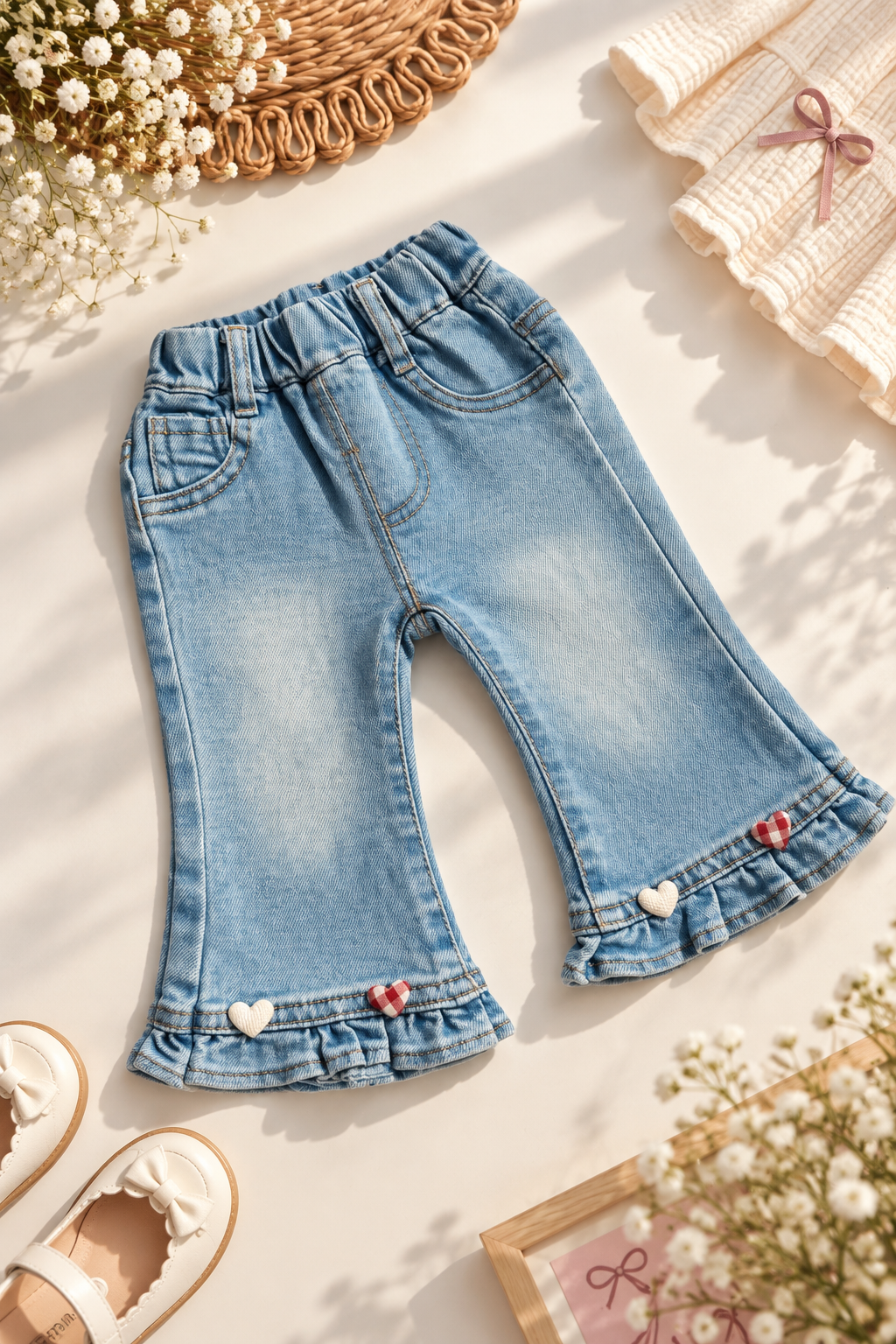 Jeans Flare infantil corazones