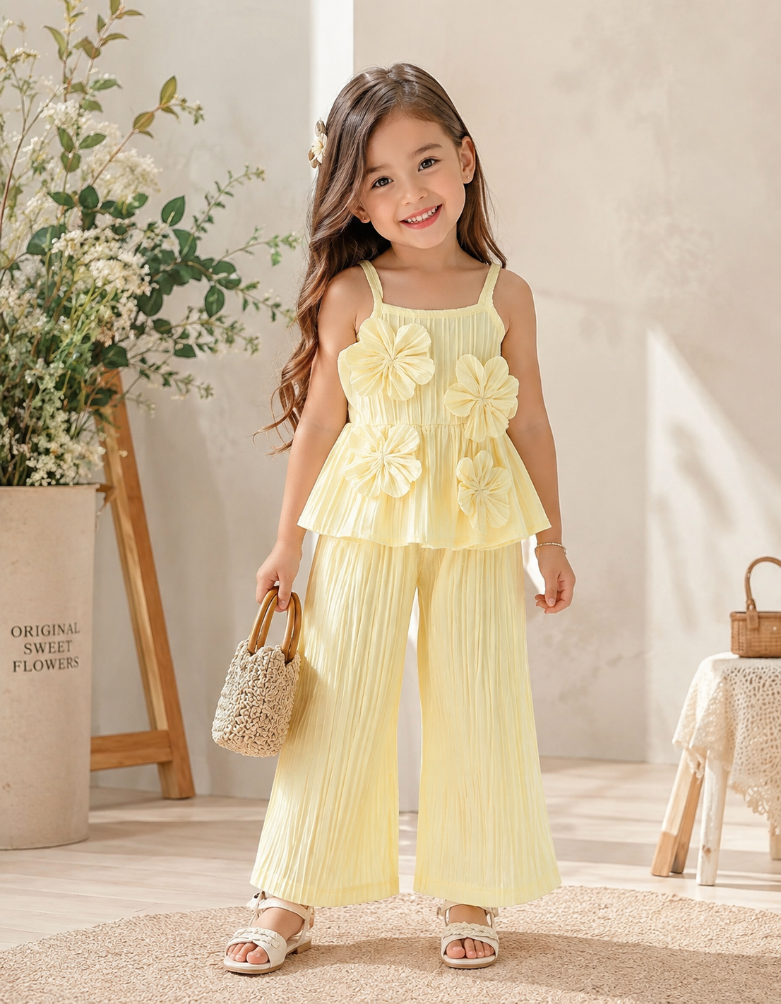 Set de lino primavera amarillo pastel