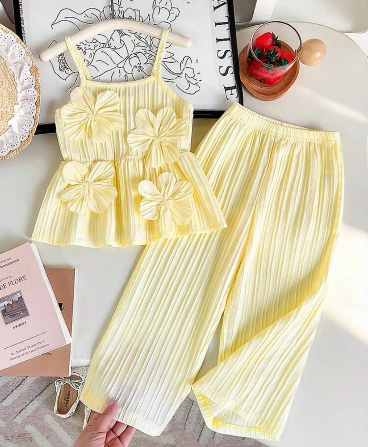 Set de lino primavera amarillo pastel