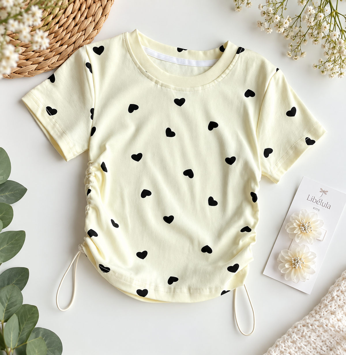Polera corazones algodón