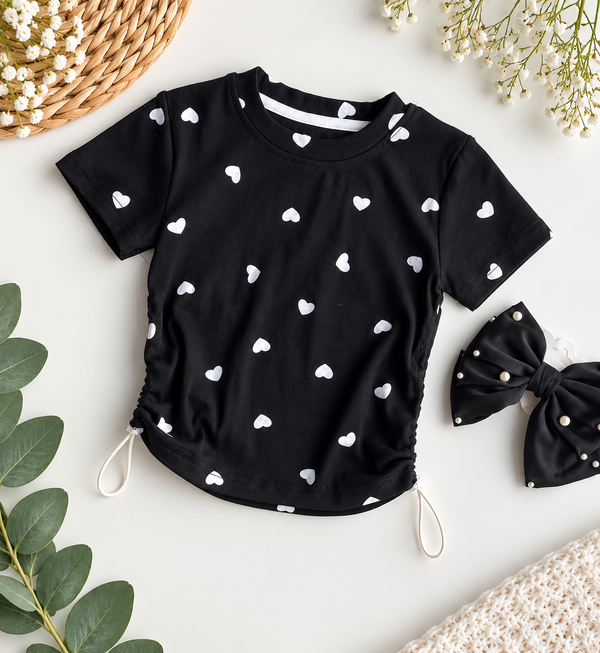 Polera corazones algodón