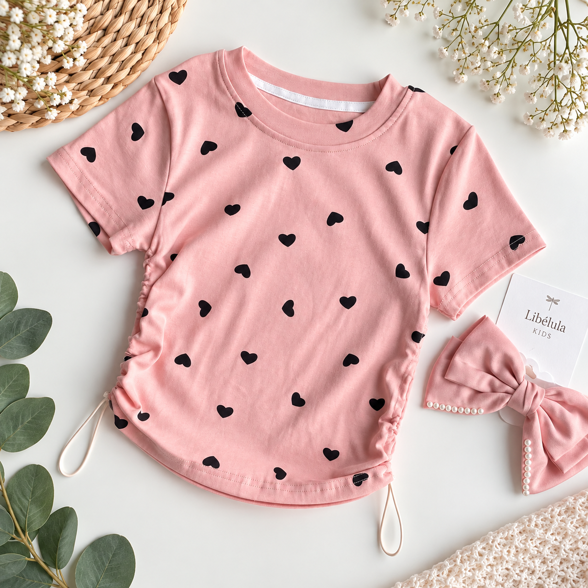 Polera corazones algodón