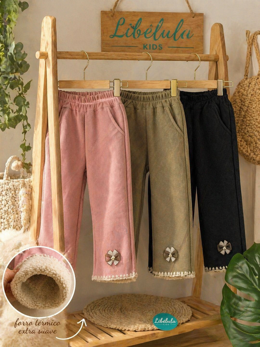 Pantalón térmico flare otoño bordado