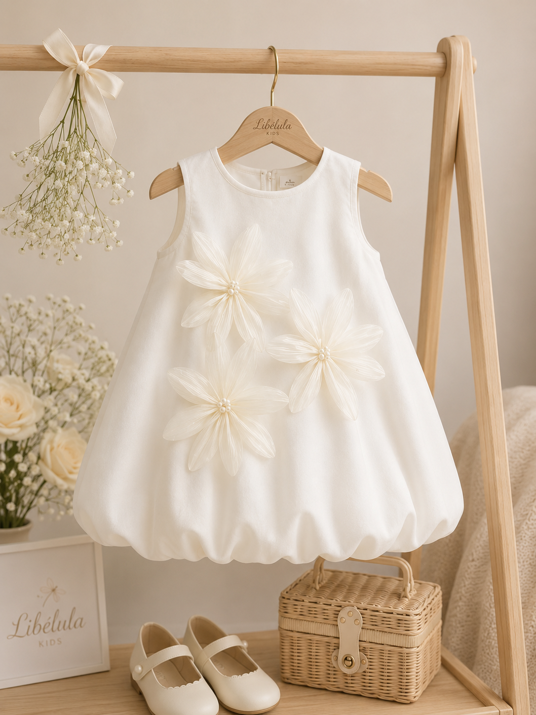 Vestido Satinado Flor de Ensueño