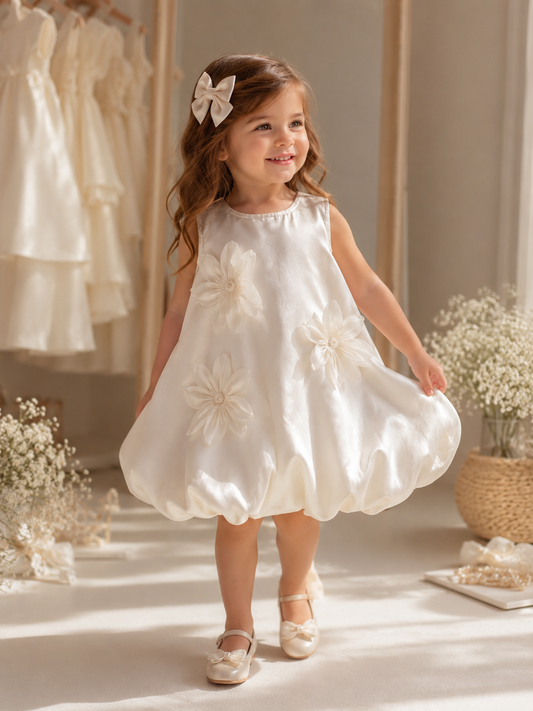 Vestido Satinado Flor de Ensueño